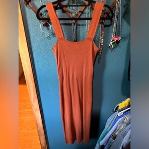 Orange western knit slit dress